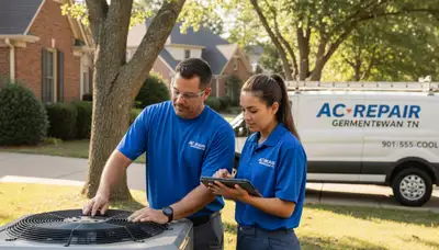 Professional AC repair technician servicing air conditioner unit in Memphis, TN