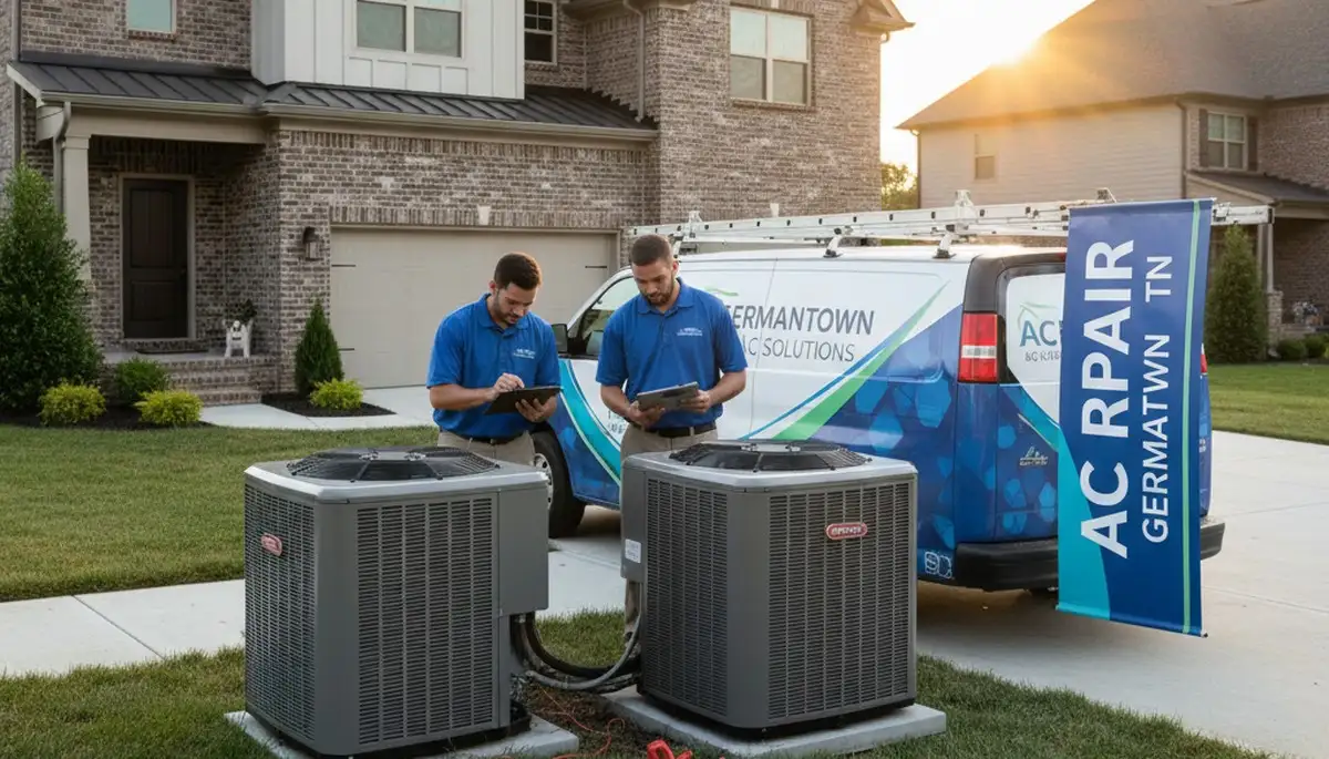 Professional AC repair technician servicing air conditioner unit in Memphis, TN home