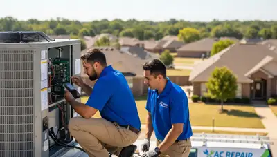 Professional AC repair technician servicing air conditioner unit in Memphis TN home