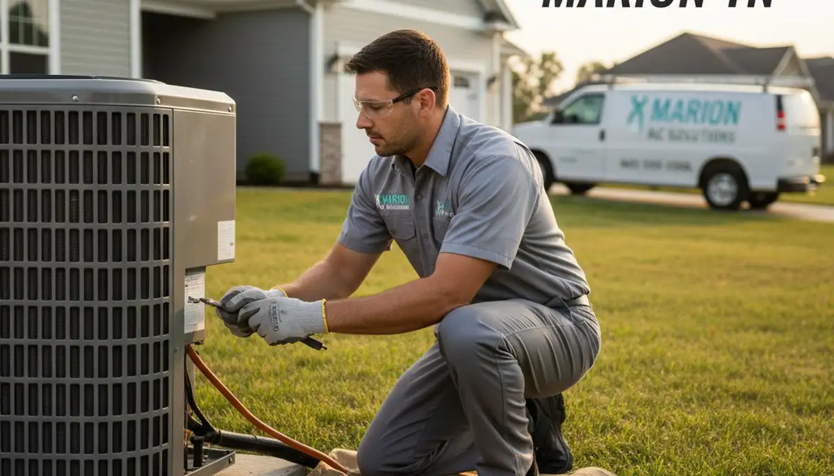 Professional AC repair technician servicing air conditioner unit in Memphis TN home