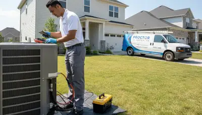 Professional AC repair technician servicing air conditioner unit in Memphis TN