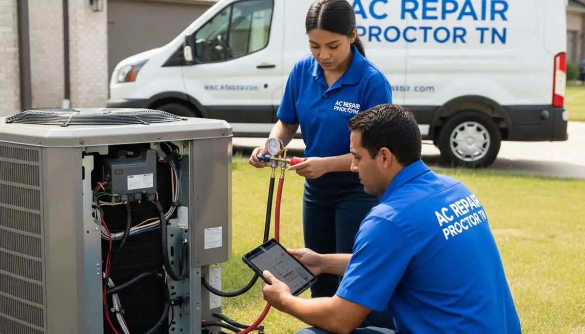 Professional AC repair technician servicing air conditioner unit in Memphis TN home