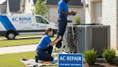 Professional AC repair technician servicing air conditioner unit in Memphis TN