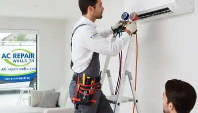 Professional AC repair technician servicing air conditioner unit in Memphis TN home