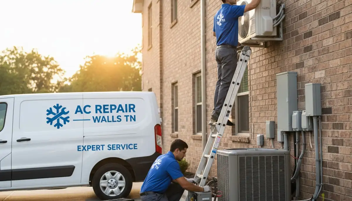 Professional AC repair service technicians working in Memphis TN home