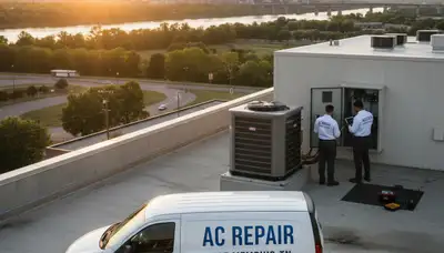 Professional AC repair technician servicing air conditioner unit in Memphis TN home