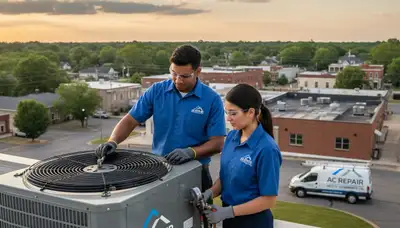 Professional AC repair technician servicing home air conditioner in Memphis TN