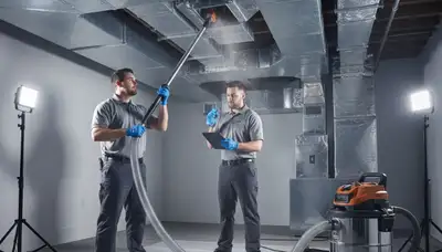 Technician cleaning residential air ducts in Memphis, TN for Five Star Cooling HVAC service