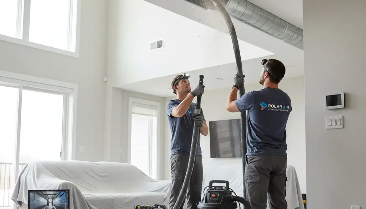 Technician cleaning air ducts for HVAC system in Memphis, TN home by Five Star Cooling