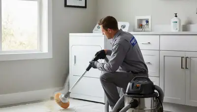 Technician performing professional dryer vent cleaning in Memphis TN for Five Star Cooling homeowners