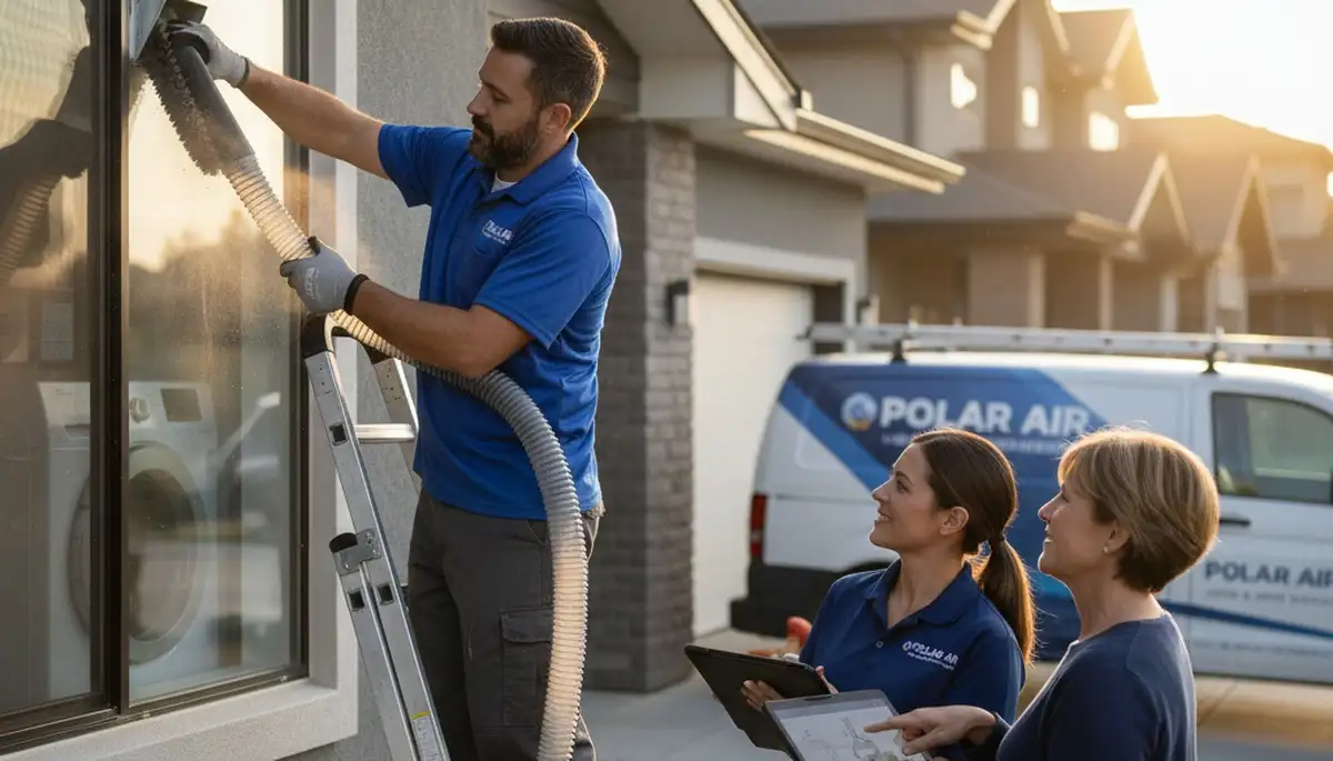 Technician cleaning dryer vent for improved airflow and safety in Memphis, TN home