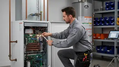 Technician performing furnace repair service in Memphis, TN for Five Star Cooling