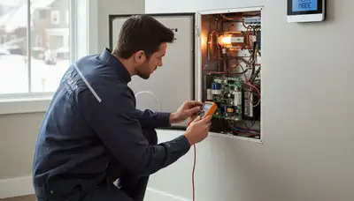 Technician performing heating repair on furnace system in Memphis, TN for Five Star Cooling