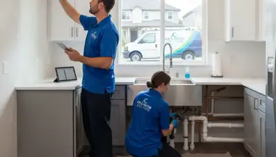 Licensed plumber fixing water heater during plumbing service in Memphis, TN