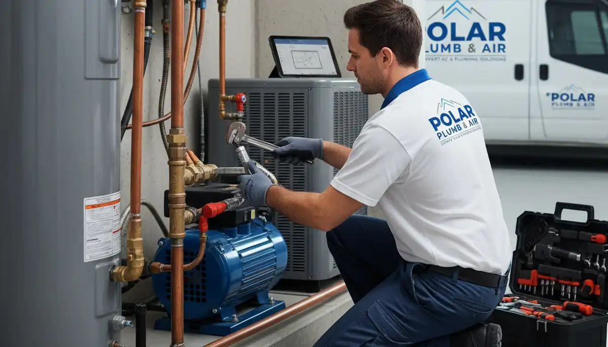Technician repairing plumbing and AC system in Memphis, TN home – Five Star Cooling service expert